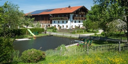 Hundehotel - Bayern - Seimehof: idyllische Alleinlage mit Naturbadeteich, Liegewiesen, Bergblick - Seimehof