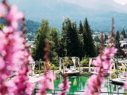 Hundehotel - Umgebungsschwerpunkt: Berg - Garmisch-Partenkirchen - Naturbadeteich Sommer - Alpin Resort Sacher