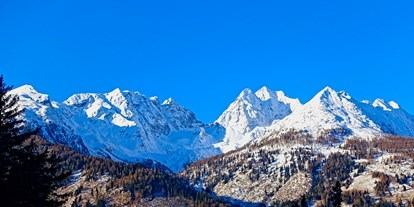 Hundehotel - Snowboarden - Blick vom Haus auf die Gipfel der Hohen Tauern - Almchalet Goldbergleiten | Romantische Berghütte - traumhafte Sonnenlage im Nationalpark Hohe Tauern